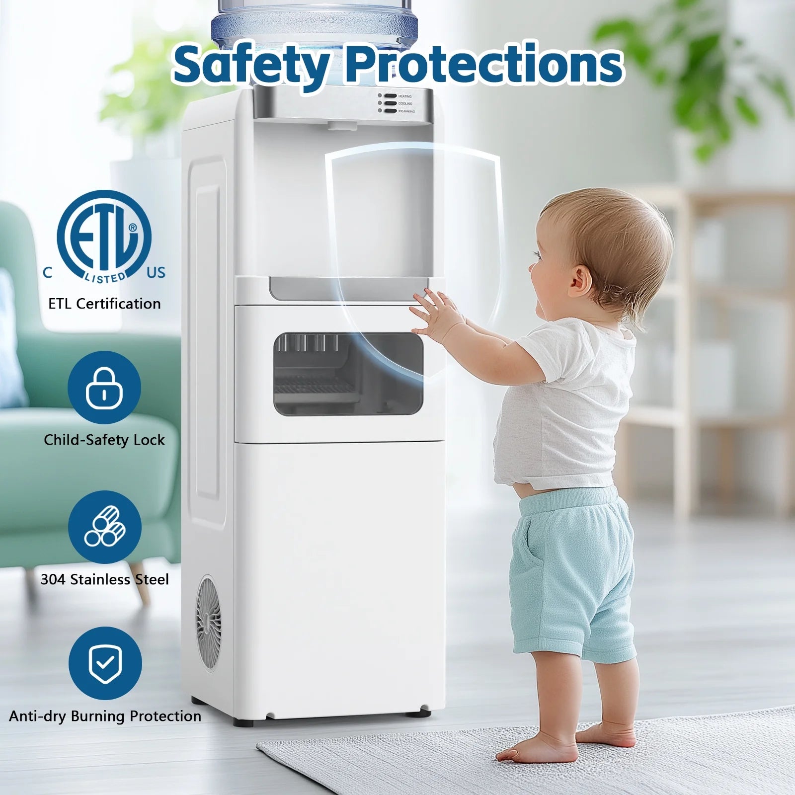 Advwin 3 - in - 1 Water Dispenser with Ice Maker, 33 lb/24H, Top Loading 3 or 5 Gallon - Product image 6