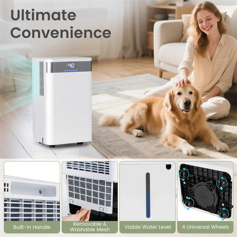 32 Pints 2000 Sq.ft Basement Dehumidifier with Drain Hose, 24H Timer & 3-Color Indicator - Product image 9