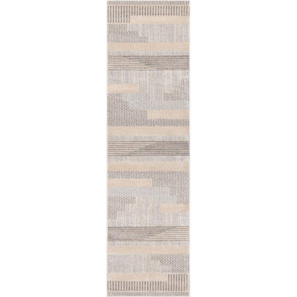 Well Woven Beige 2 ft. 7 in. x 9 ft. 10 in. Runner Harlow Briar Modern Geometric Abstract Area Rug - Product image 1