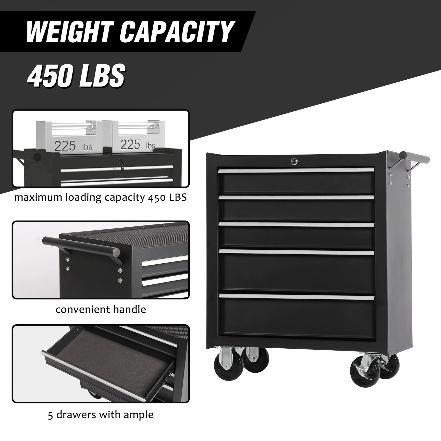 5 - Drawer Rolling Tool Chest Tool Storage Cabinet with Wheels Tool Organizer Box - Product image 4