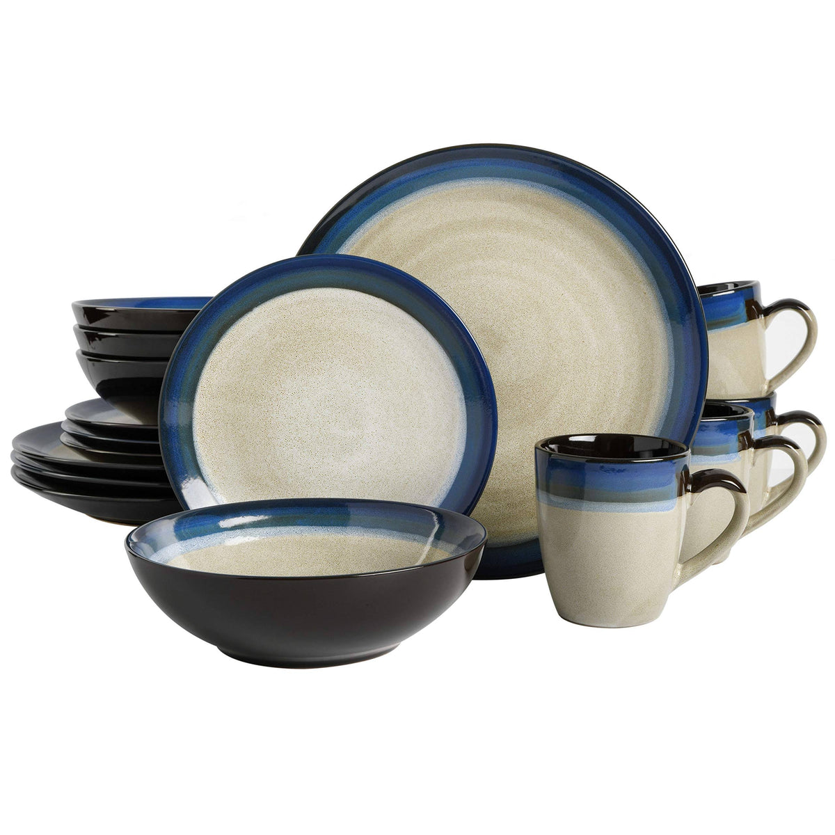 Gibson Elite Couture Bands 16-Piece Dinnerware Set Blue - Product image 1