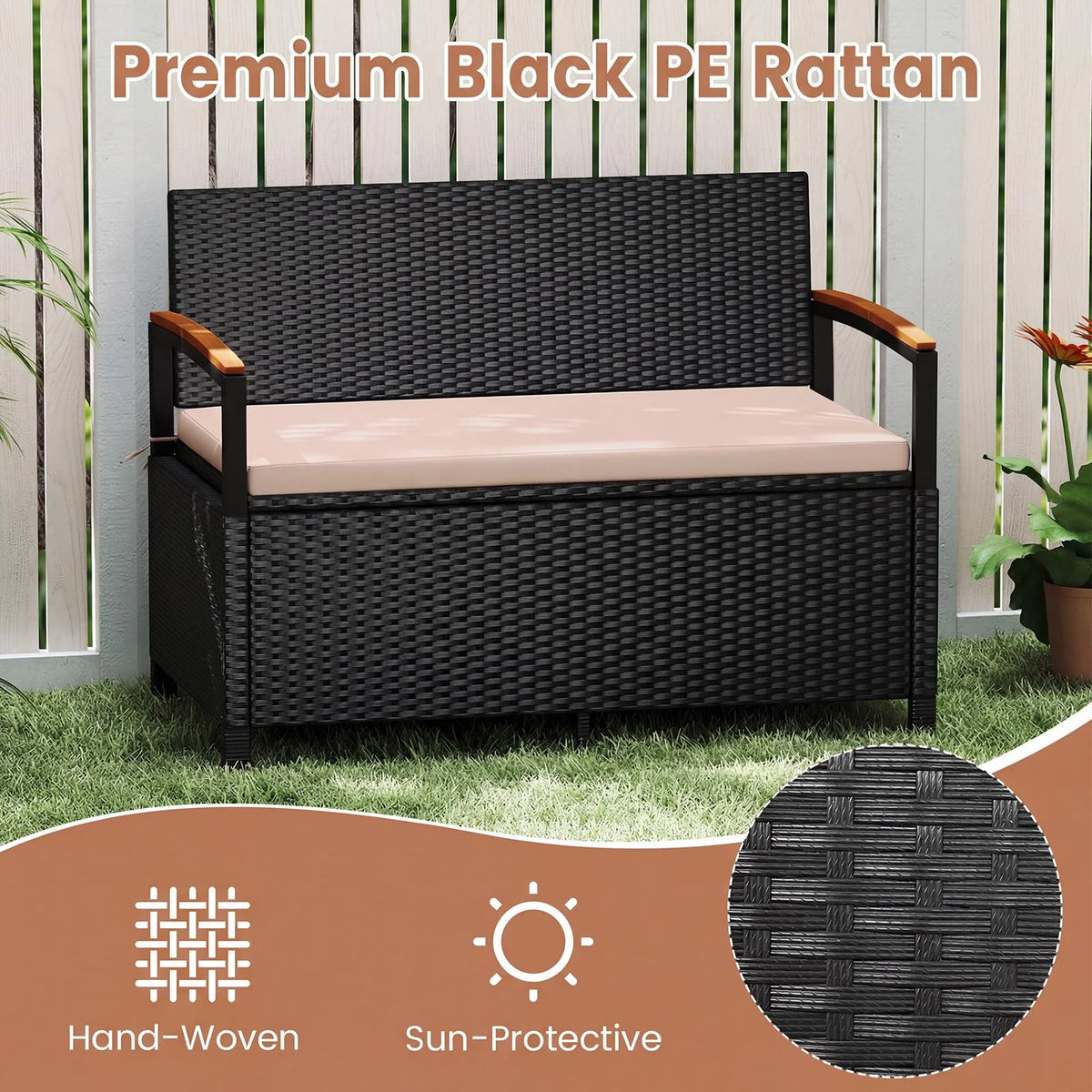 Tangkula 46 Gallon Outdoor Bench with Storage - Product image 4