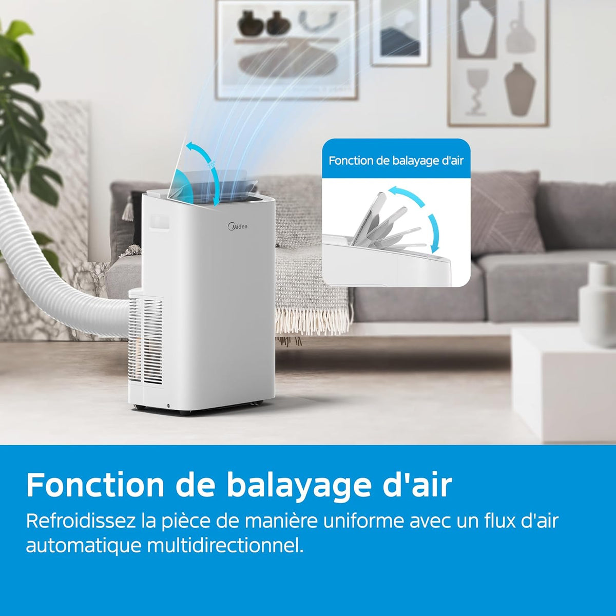 MIDEA Quiet Mobile Air Conditioner 12000 BTU with Exhaust - Ready to Install Portable Air Conditioning 3500W - Mobile Split Reversible Air Conditioner - 4 Modes with Window Kit and App Control