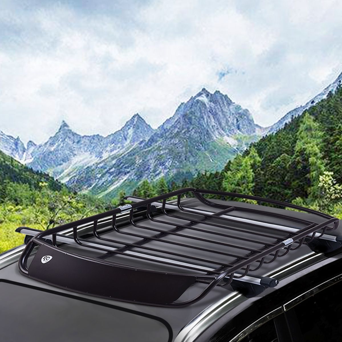 Metal Luggage Rack Vehicle Support Bar High Strength Rustproof Steel 120x98x16.5cm,Black -