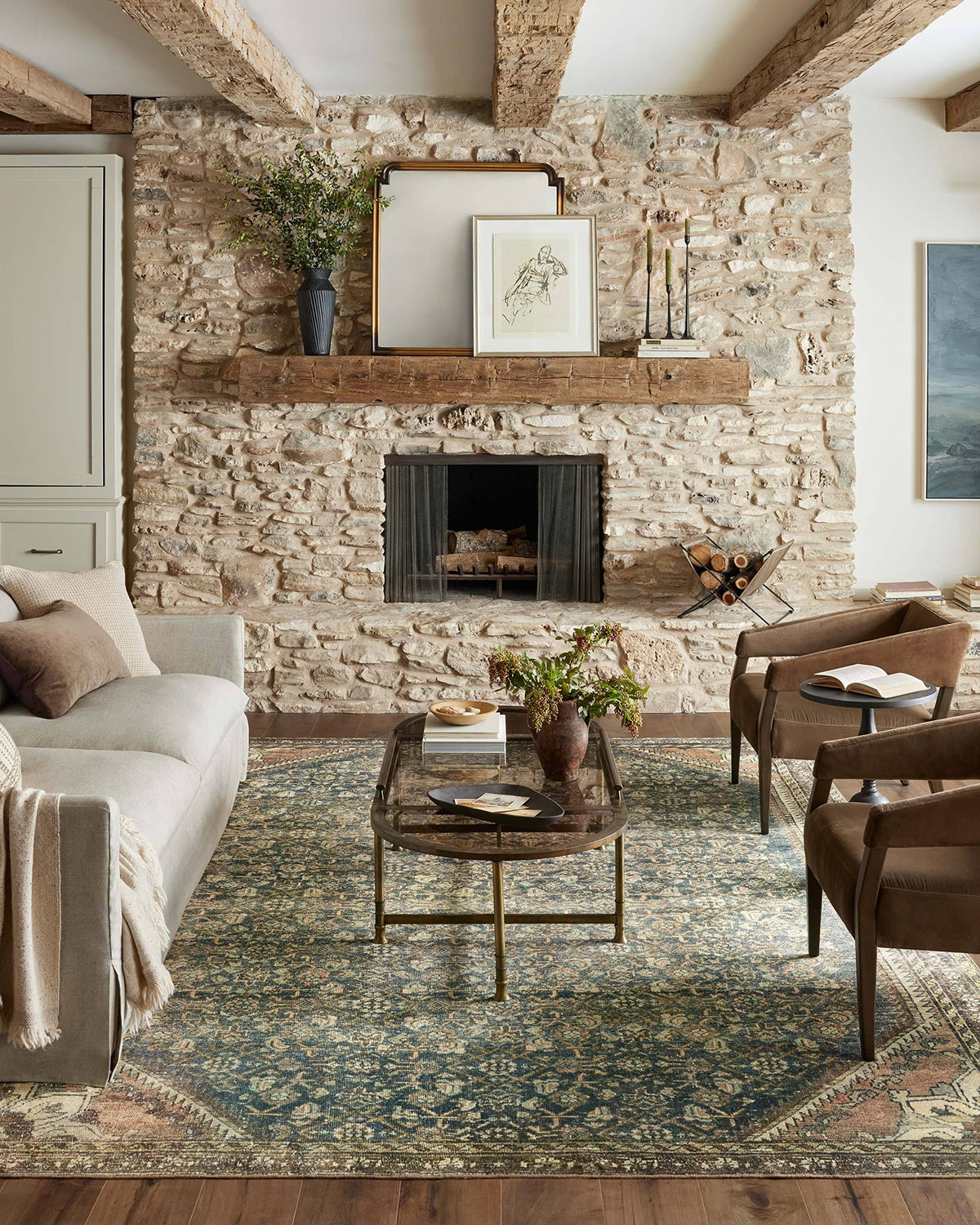 Magnolia Home by Joanna Gaines x Loloi Banks Machine Washable Denim / Clay Area Rug Size - Product image 1