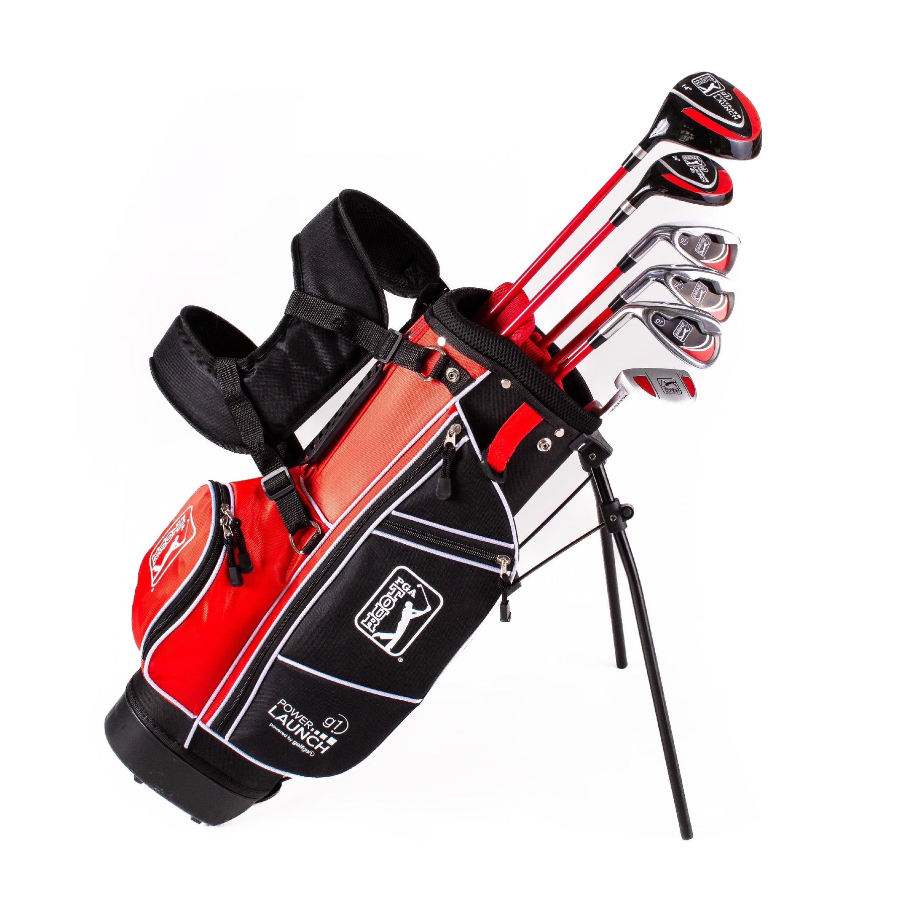 PGA Tour Right - Handed 10 Piece Kids Golf Club Stand Bag Set; Player Height 4'8 - 5'2", Ages 8 - 12