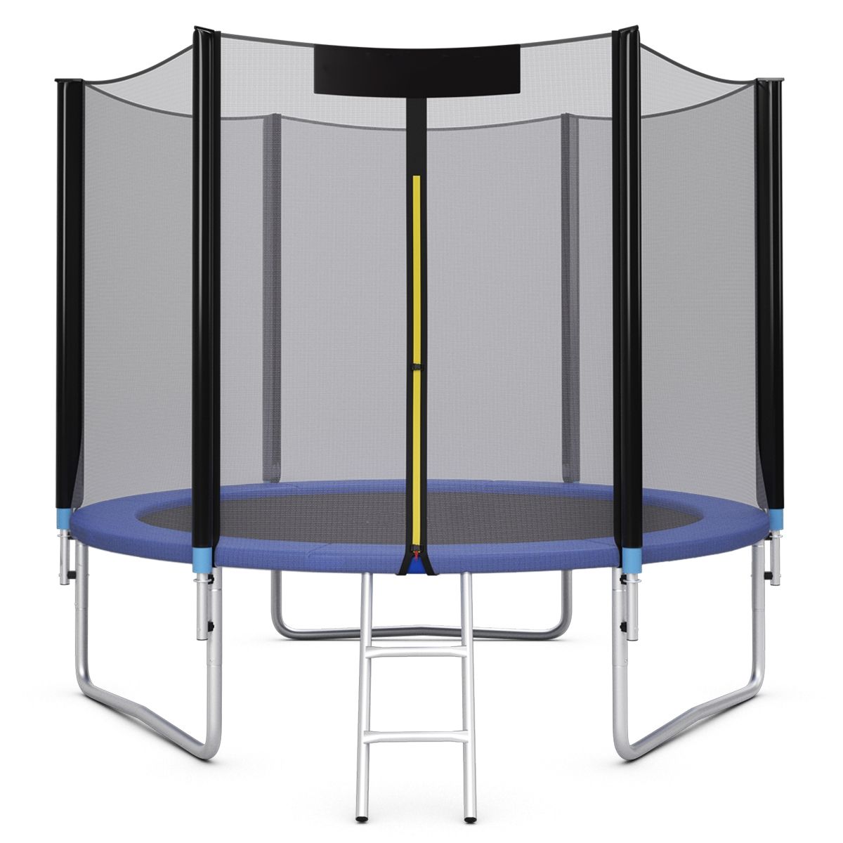 Garden Trampoline Ø 305cm with Safety Net Entrance Door Ladder Black and Blue -