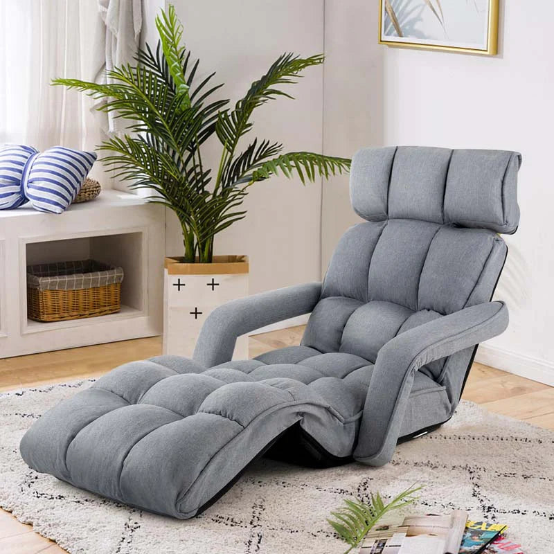 6-Position Adjustable Floor Sofa Bed, Folding Lazy Sofa Chaise Lounger Recliner with Armrests & Footrests - Product image 2