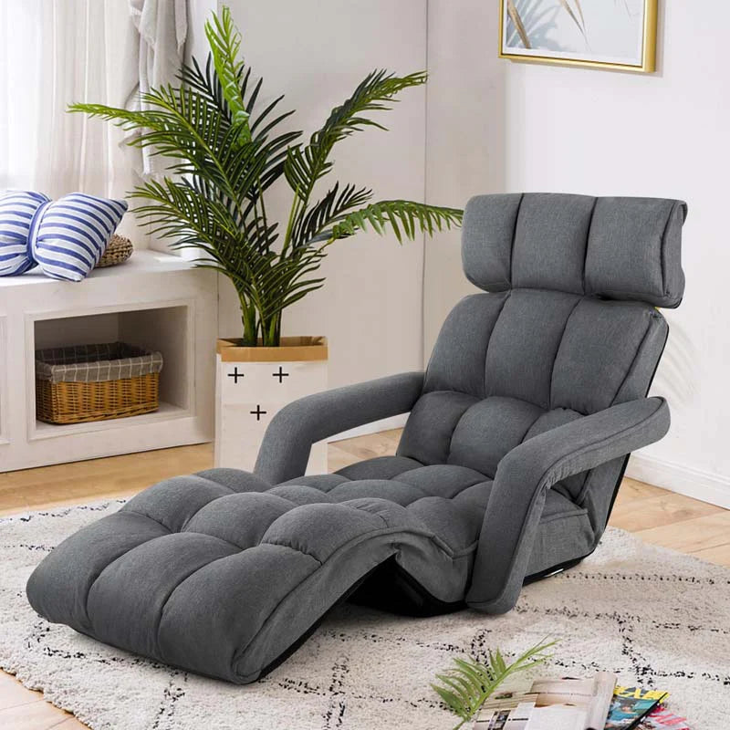 6-Position Adjustable Floor Sofa Bed, Folding Lazy Sofa Chaise Lounger Recliner with Armrests & Footrests - Product image 14