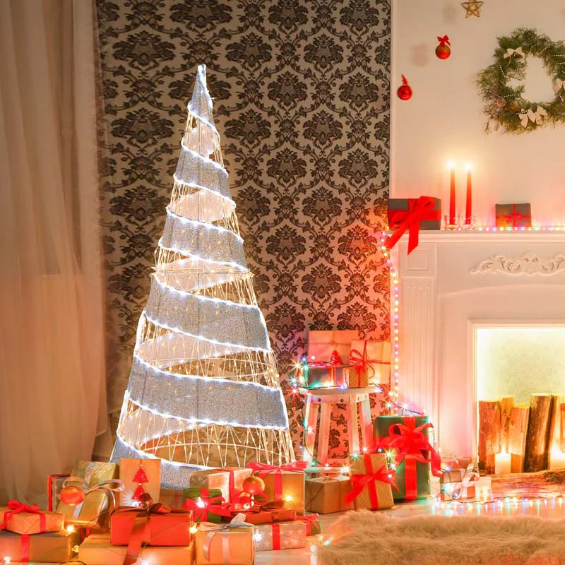 5 FT Pre-lit Christmas Cone Tree, Artificial Spiral Conic Tree with 300 Warm White & 250 Cold White LED - Product image 4
