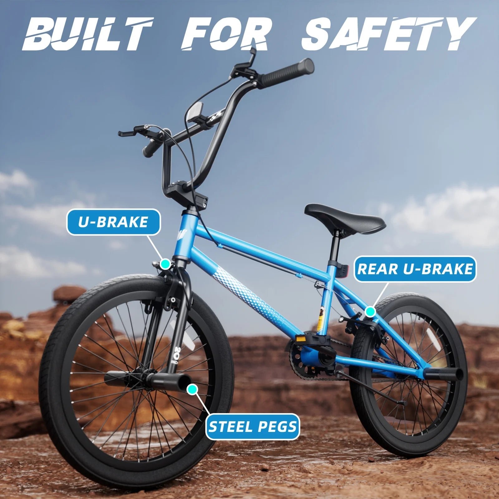 XJD Freestyle BMX Bike for Teen Beginner 8 - 12 Years Old Kids, 20 in Kids Bike with Hi - Ten Steel Frame - Product image 7