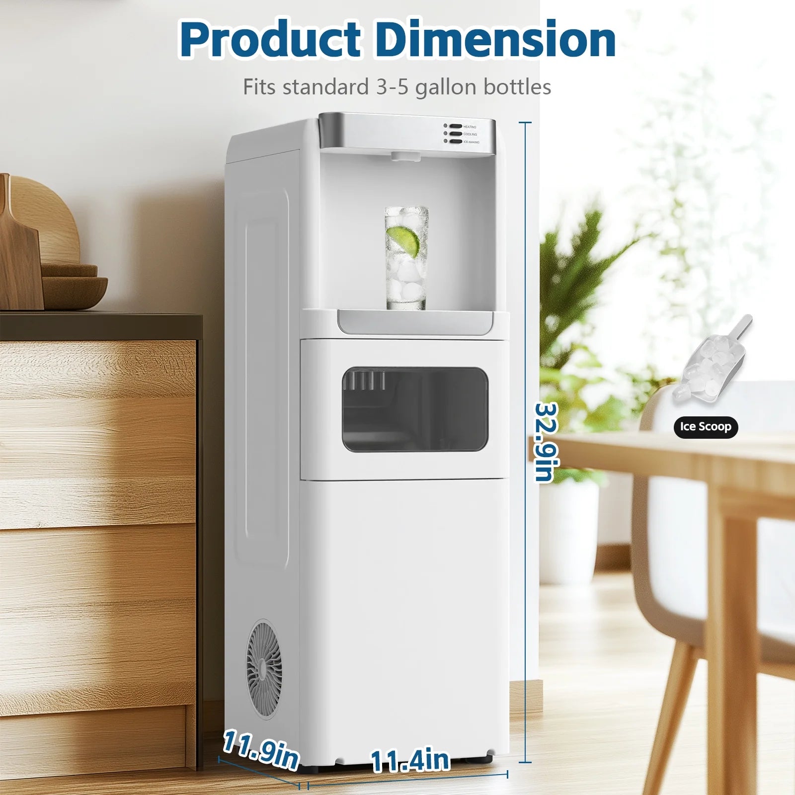 Advwin 3 - in - 1 Water Dispenser with Ice Maker, 33 lb/24H, Top Loading 3 or 5 Gallon - Product image 8