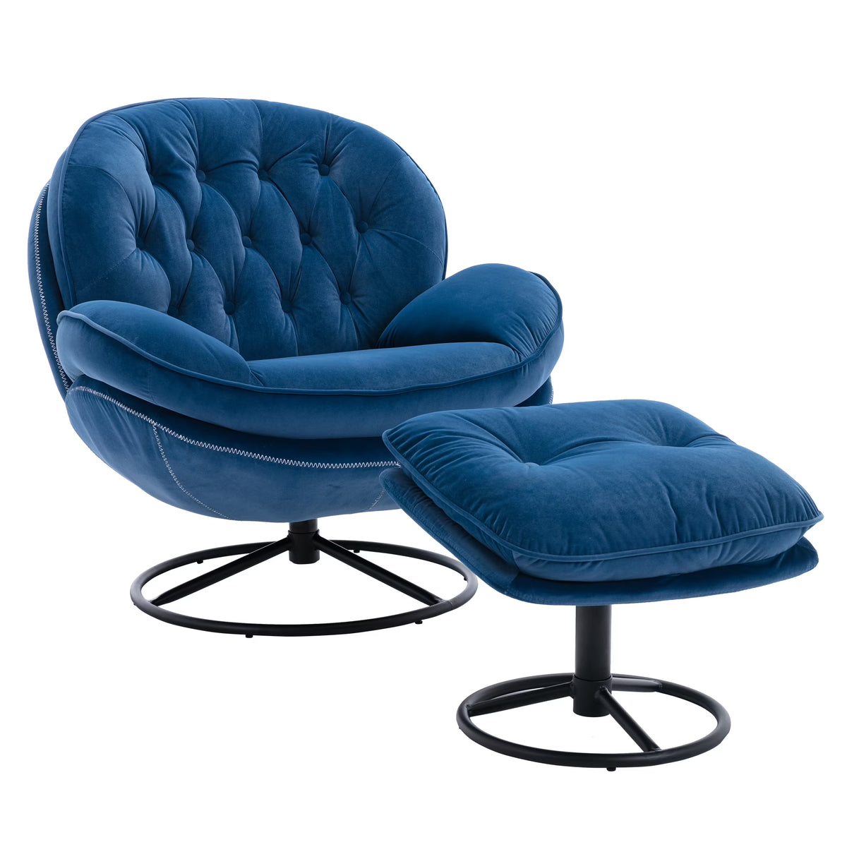 Swivel Accent Chair with Ottoman, Velvet Accent Chair with Footrest, Mid - Product image 1