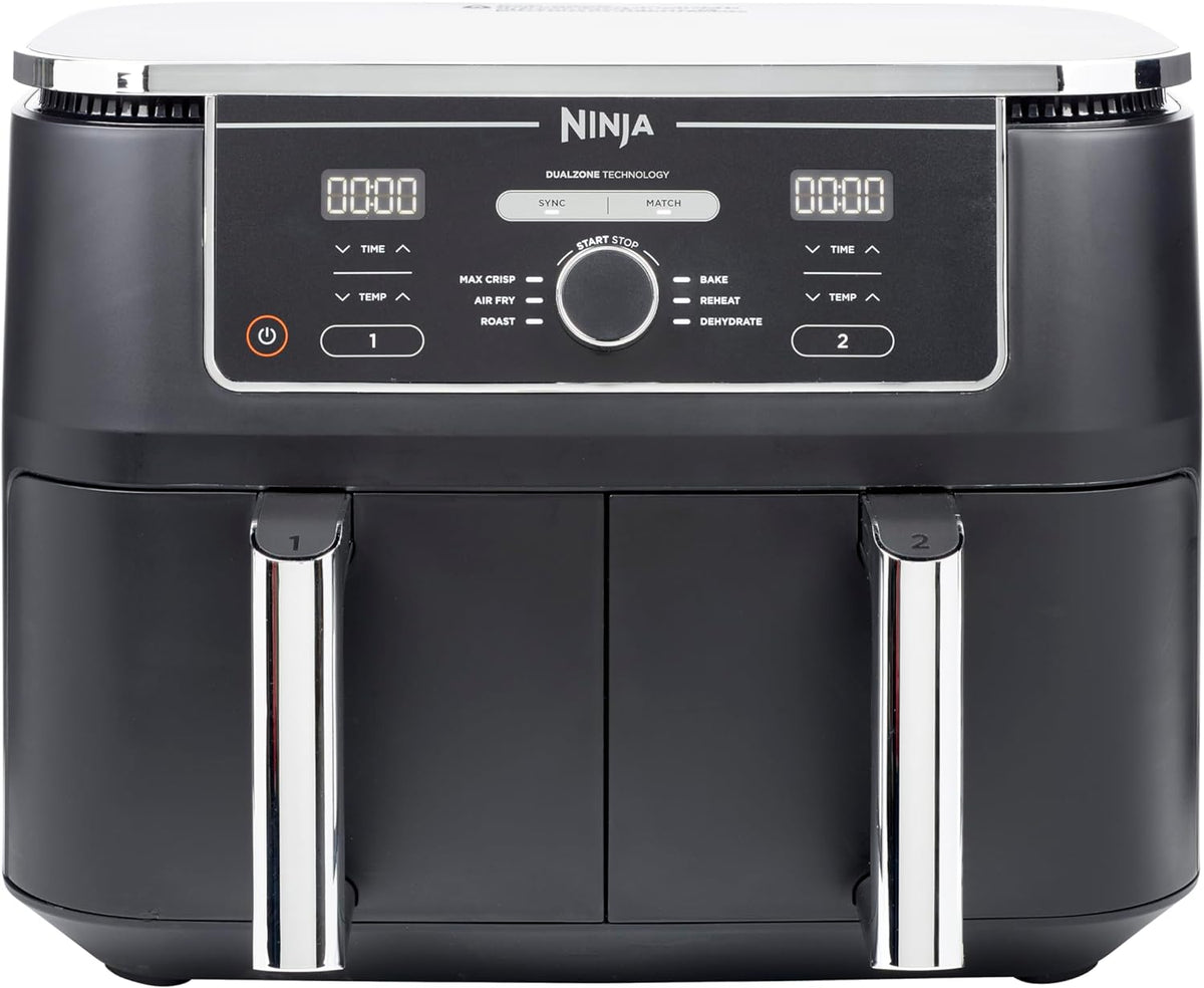 Foodi FlexDrawer Air Fryer, Dual Zone with Removable Divider, Large 10.4 L Drawer, 7-in-1, Dual Zone, Oil-Free, Dishwasher Safe Non-Stick Parts, Black AF500EU