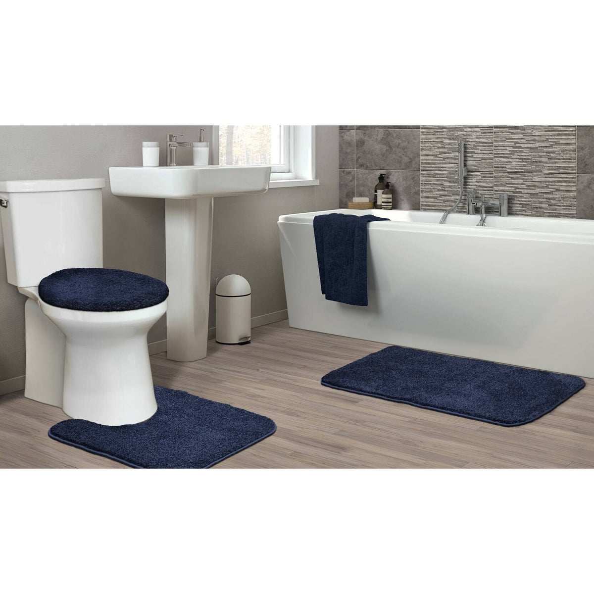 Garland Rug Gramercy 3 Piece Washable Bathroom Rug Set Navy - Product image 1