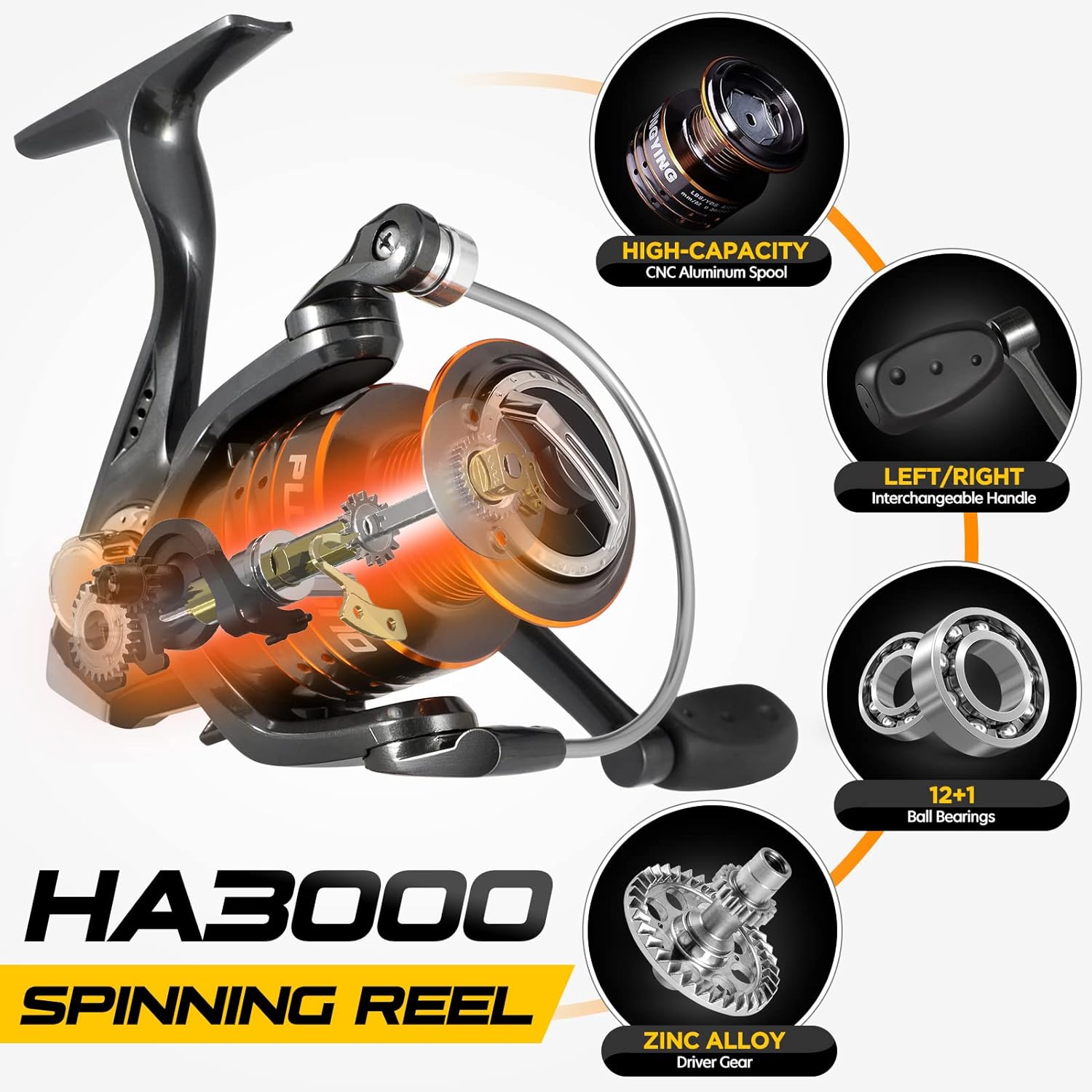 PLUSINNO Fishing Rod and Reel Combo – Carbon Fiber Telescopic Fishing Rod – Spinning Reel 12+1 Stainless Steel BB Shielded Bearings