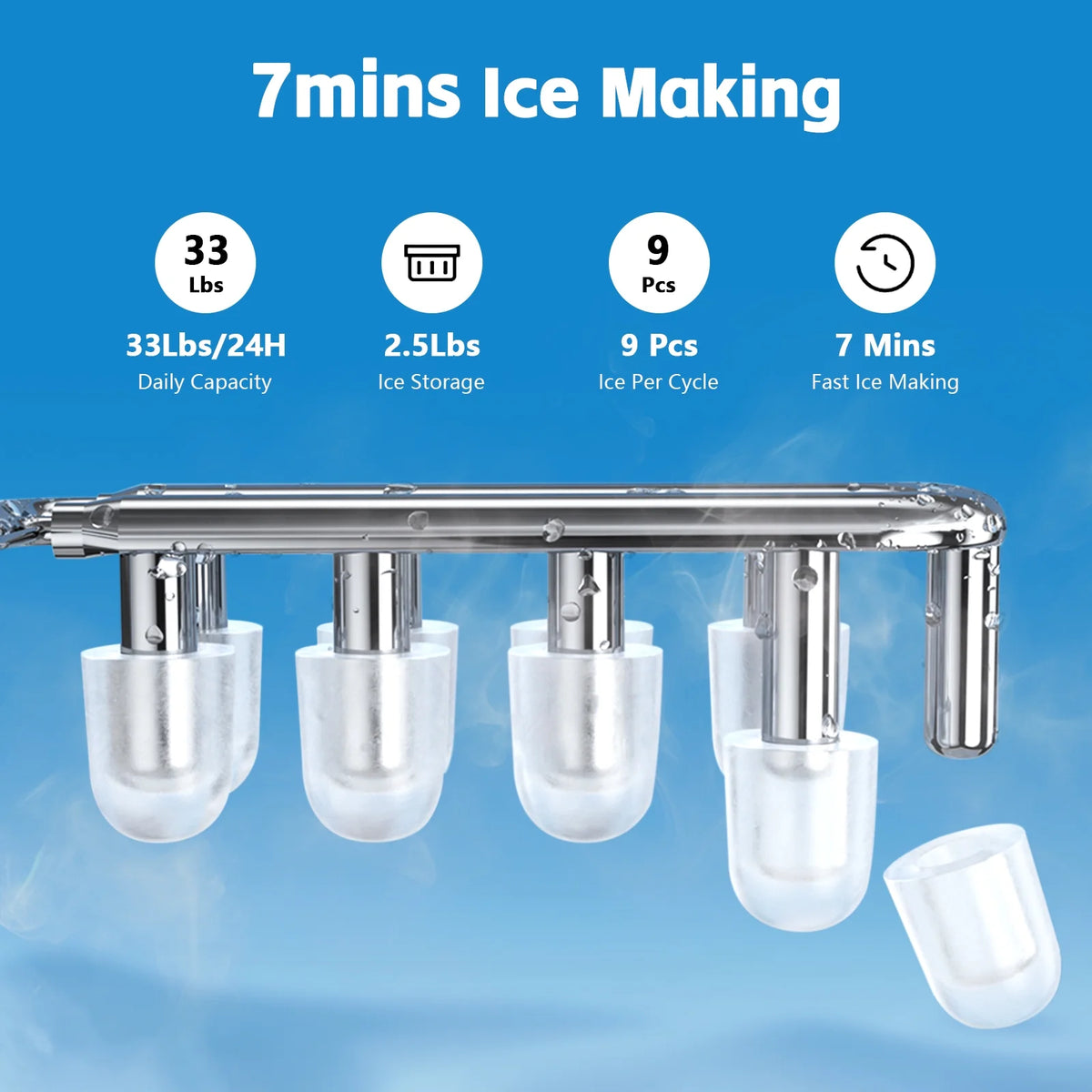 Advwin 3 - in - 1 Water Dispenser with Ice Maker, 33 lb/24H, Top Loading 3 or 5 Gallon - Product image 4