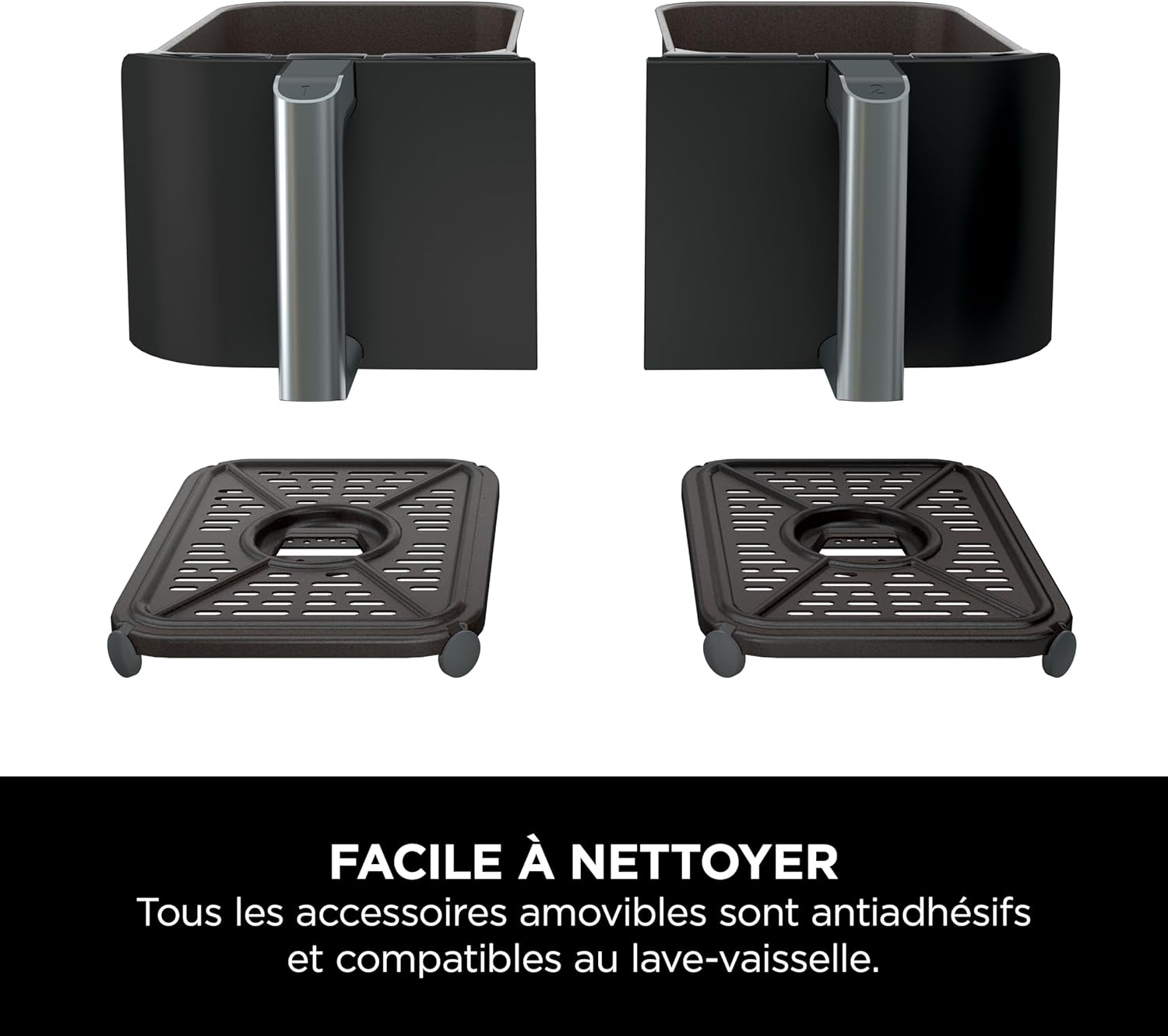 Foodi FlexDrawer Air Fryer, Dual Zone with Removable Divider, Large 10.4 L Drawer, 7-in-1, Dual Zone, Oil-Free, Dishwasher Safe Non-Stick Parts, Black AF500EU