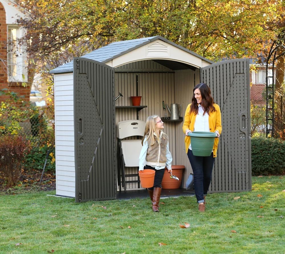 Tan Garden Shed 132.7 x 204.4 x 227.9 cm