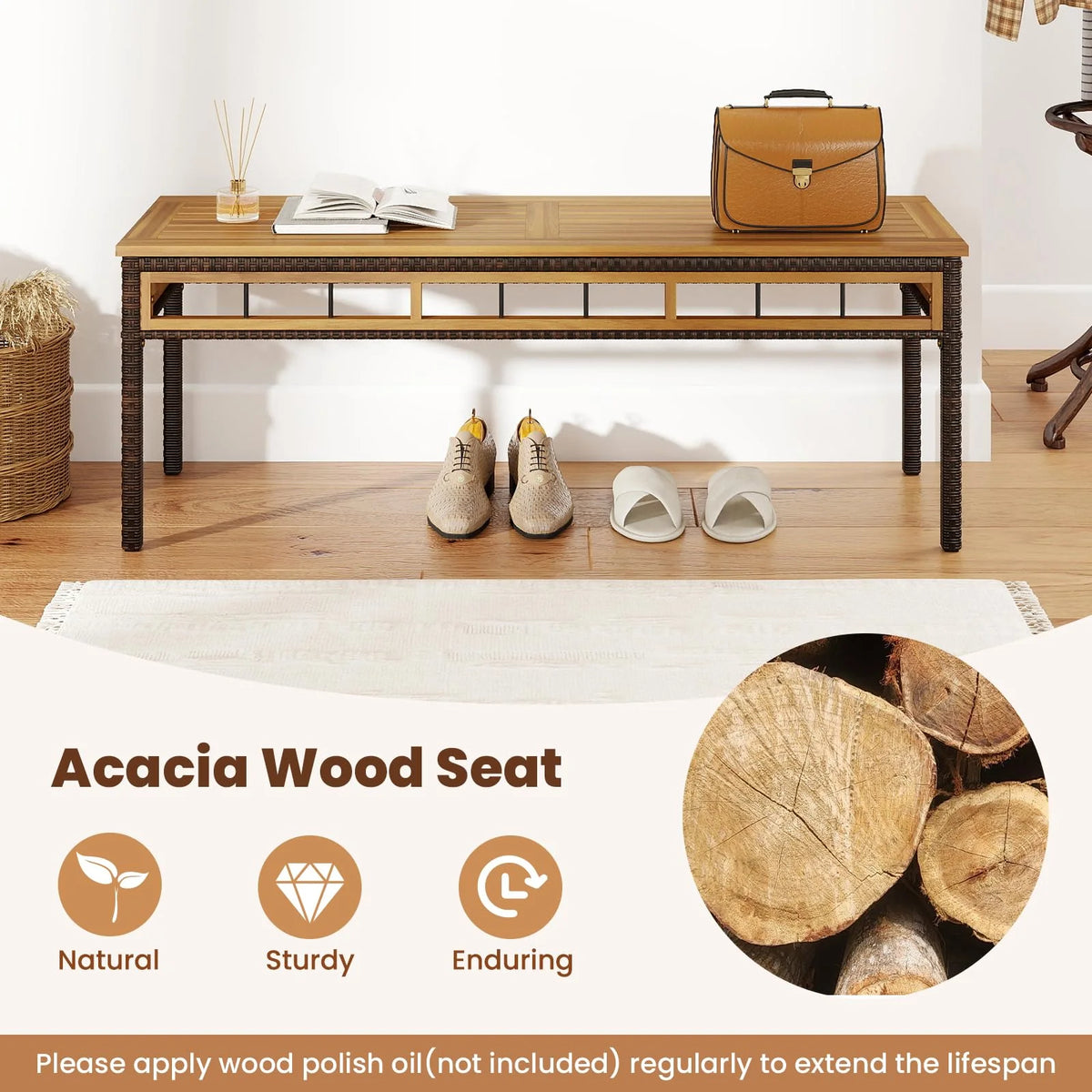 Tangkula 3 Pieces Wood Patio Dining Set - Product image 6