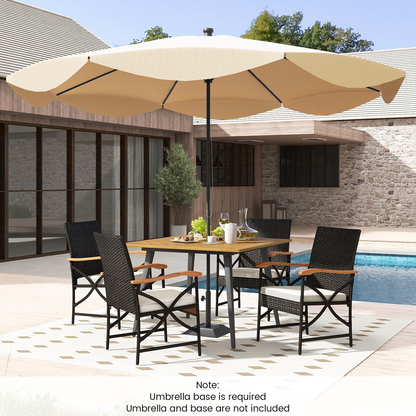 Tangkula 5 Pieces Patio PE Wicker Dining Set, Outdoor Dining Table and Chairs with Cushions - Product image 2
