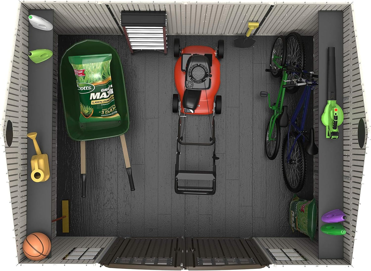 Tan Garden Shed 132.7 x 204.4 x 227.9 cm