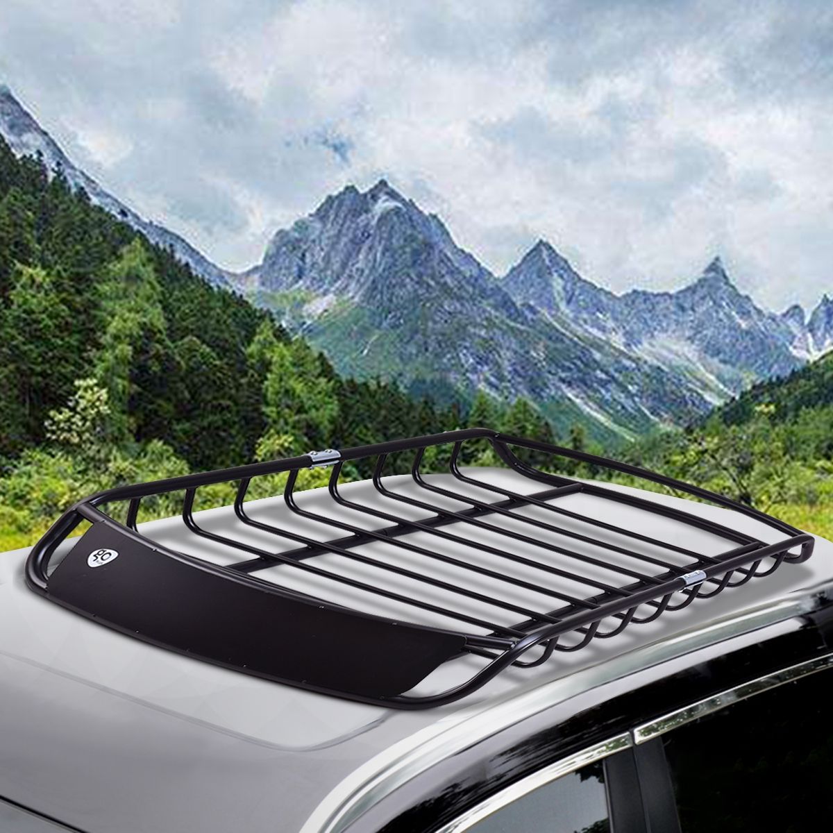 Metal Luggage Rack Vehicle Support Bar High Strength Rustproof Steel 120x98x16.5cm,Black -
