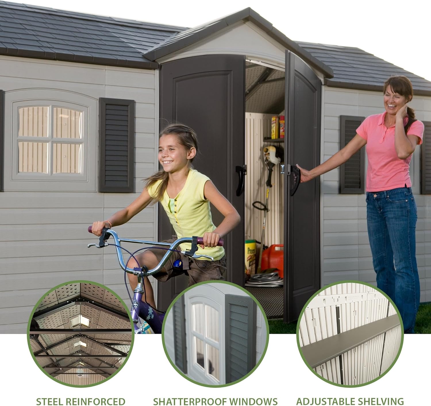 Tan Garden Shed 132.7 x 204.4 x 227.9 cm