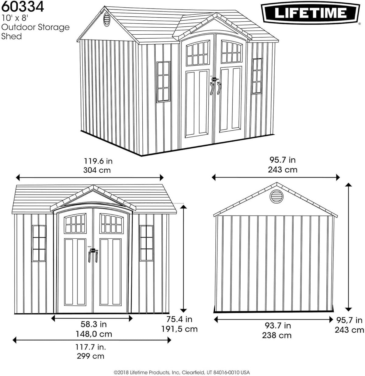 Tan Garden Shed 132.7 x 204.4 x 227.9 cm