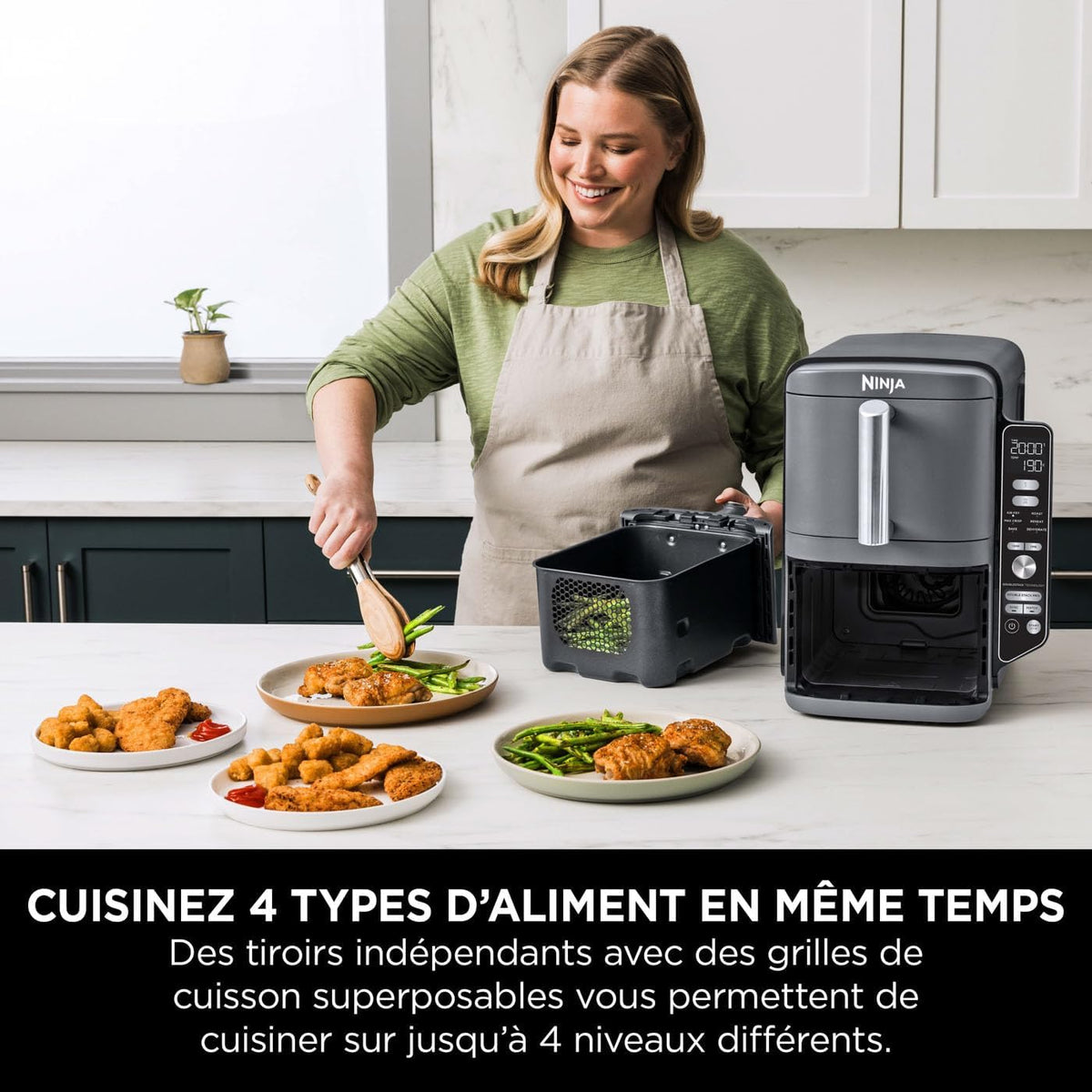 Foodi FlexDrawer Air Fryer, Dual Zone with Removable Divider, Large 10.4 L Drawer, 7-in-1, Dual Zone, Oil-Free, Dishwasher Safe Non-Stick Parts, Black AF500EU