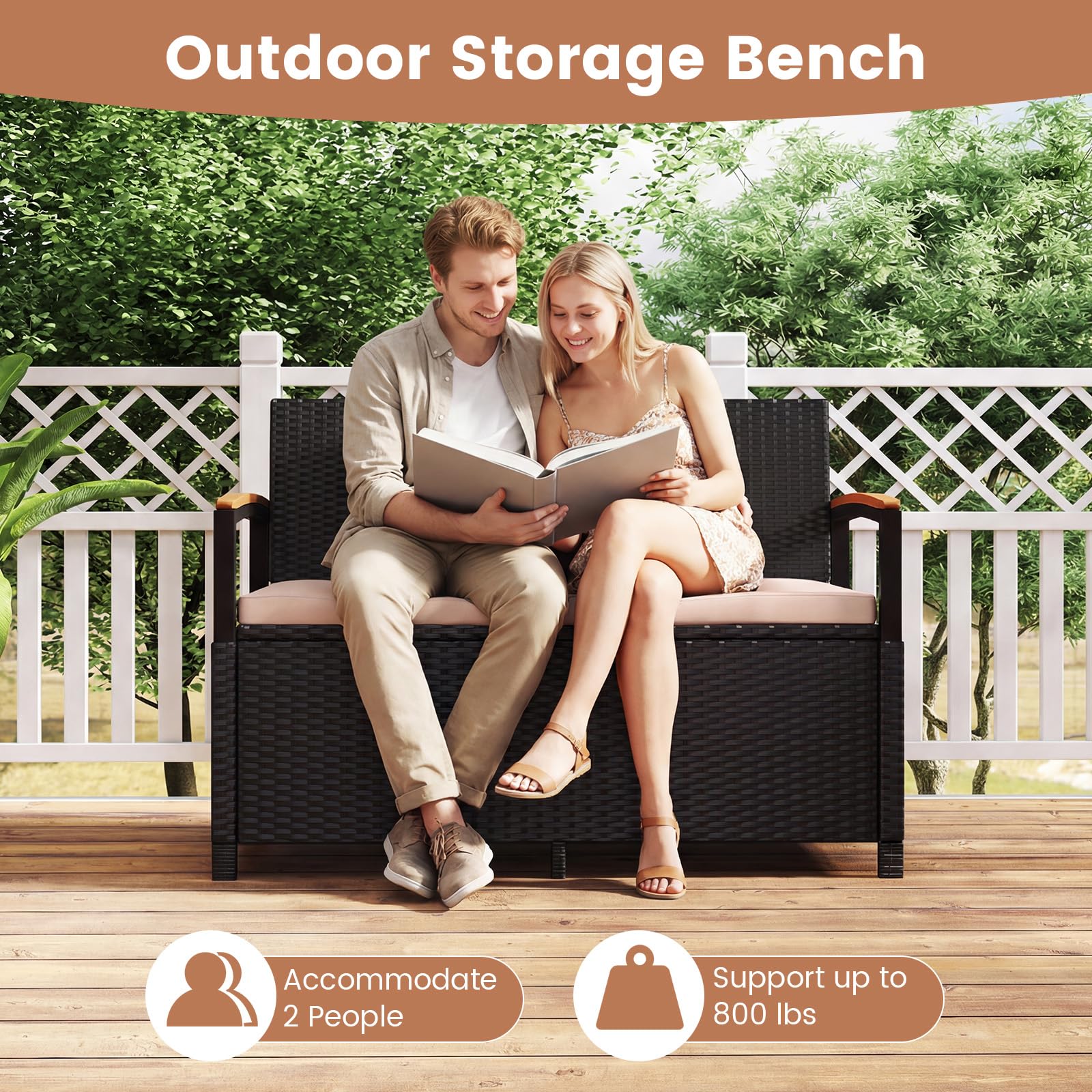 Tangkula 46 Gallon Outdoor Bench with Storage - Product image 8