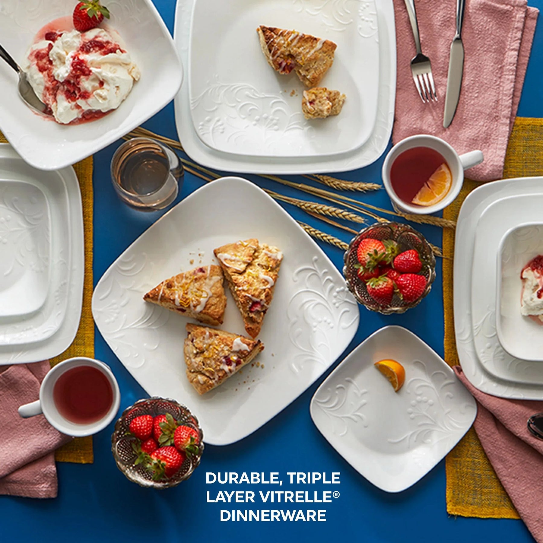 Corelle Cherish 16 - Piece Embossed Square Glass Dinnerware Set (Service for 4) - Product image 2