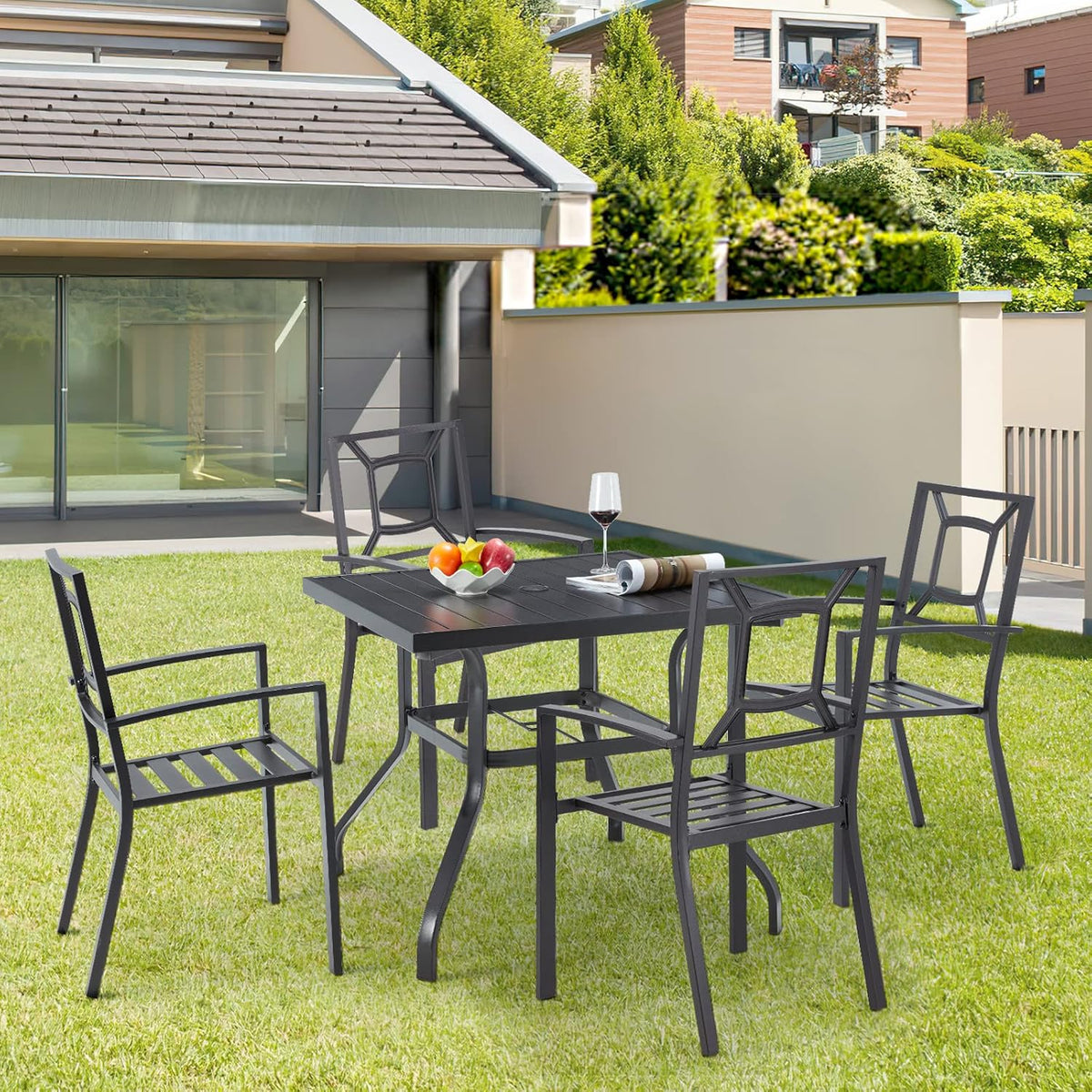 AECOJOY Metal Dining Chairs, Outdoor Patio Dining Chairs with Armrest - Product image 5