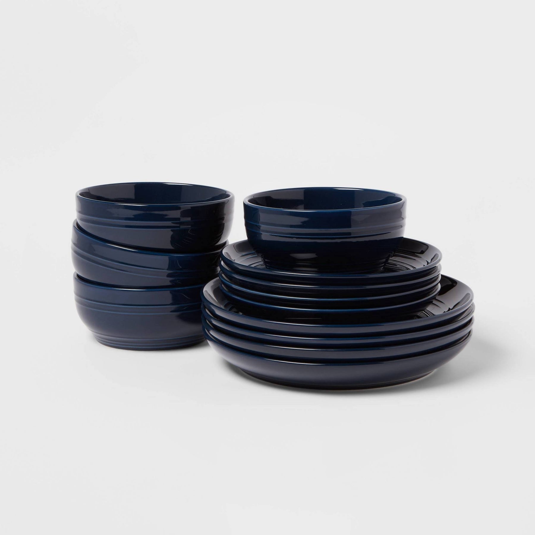 12pc Stoneware Westfield Dinnerware Set Navy - Threshold - Product image 1