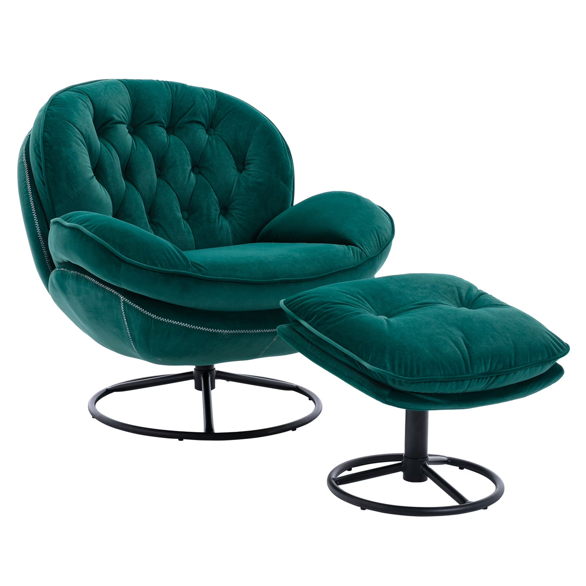 Swivel Accent Chair with Ottoman, Velvet Accent Chair with Footrest, Mid - Product image 9