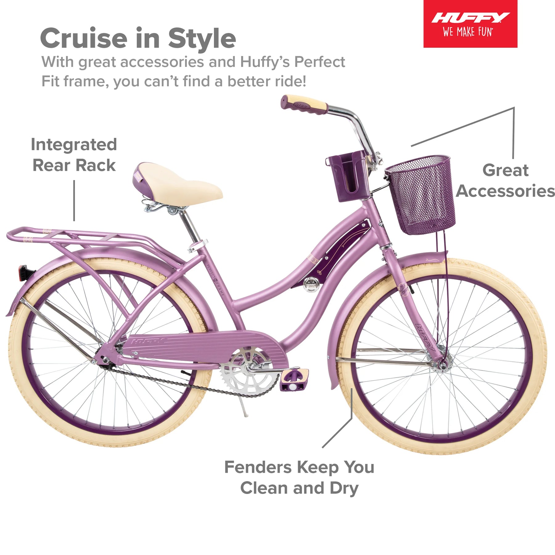 24" Nel Lusso Girls' Cruiser Bike, Purple Satin - Product image 2