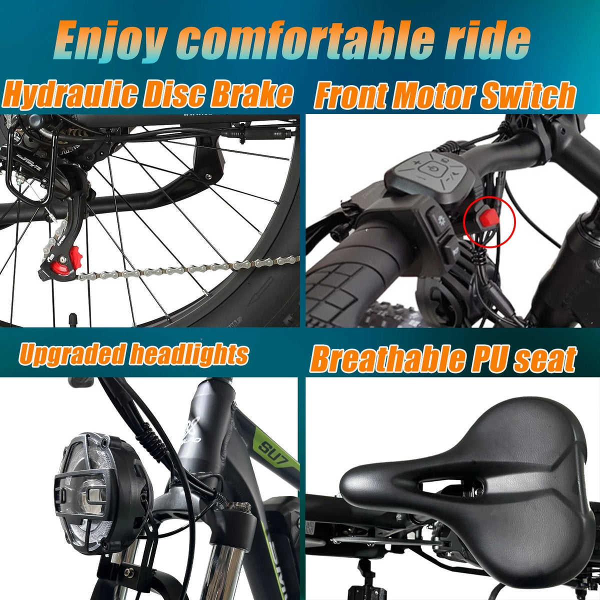 5000w Peak Dual Motor Electric Bike, 26" Fat Tire Shimano 21 Speed 45 MPH Commuter Mtb - Product image 21