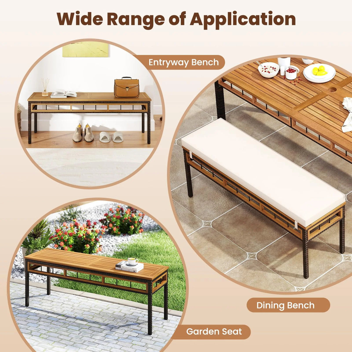 Tangkula 3 Pieces Wood Patio Dining Set - Product image 7