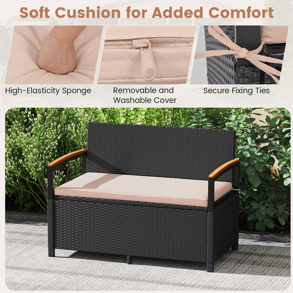 Tangkula 46 Gallon Outdoor Bench with Storage - Product image 5