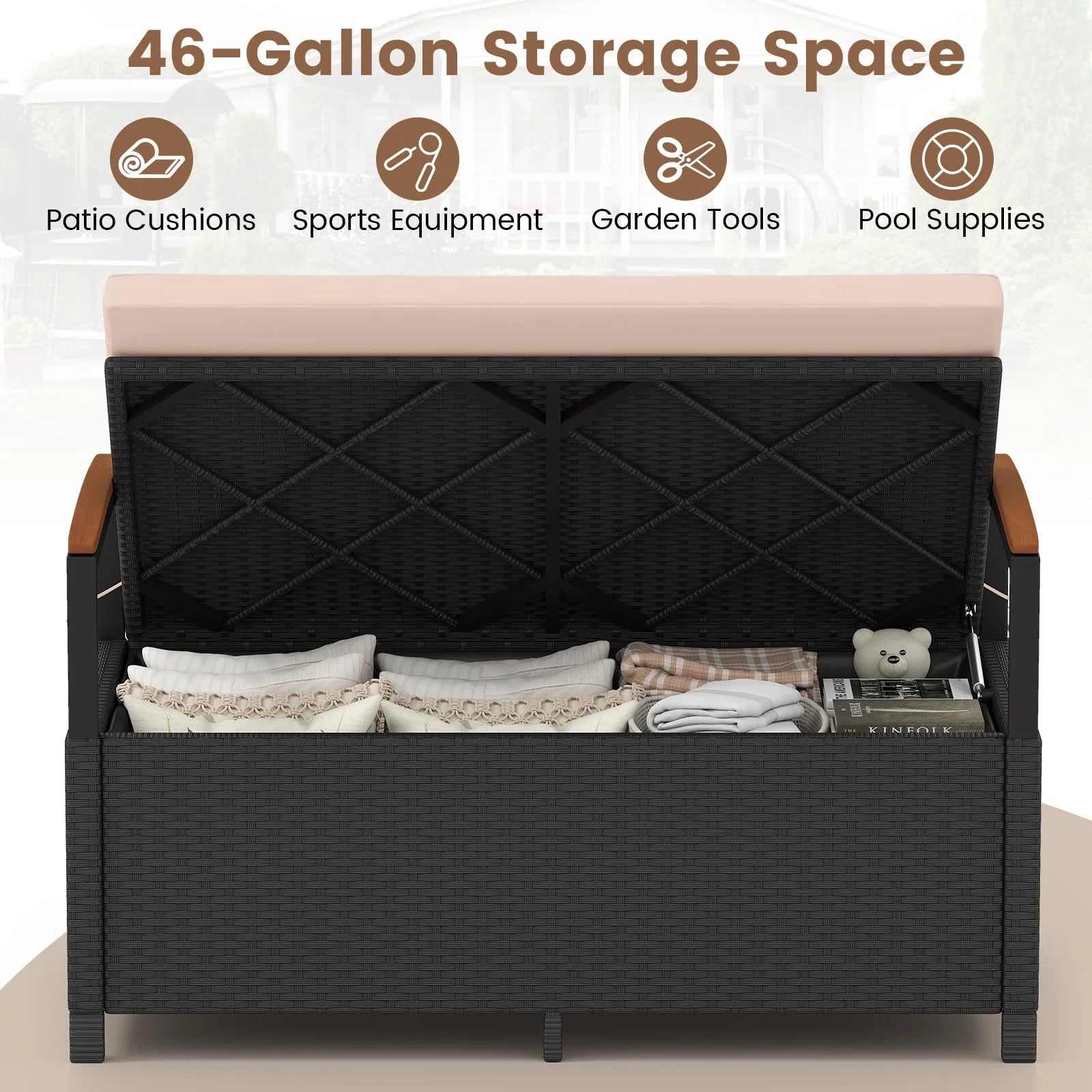 Tangkula 46 Gallon Outdoor Bench with Storage - Product image 3