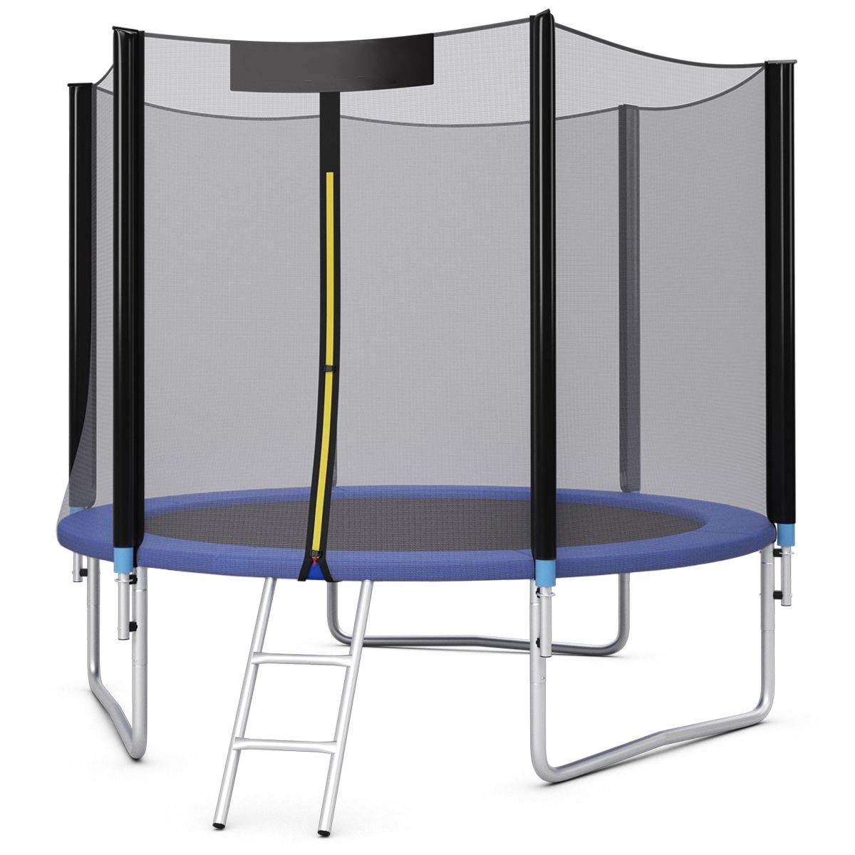 Garden Trampoline Ø 305cm with Safety Net Entrance Door Ladder Black and Blue -