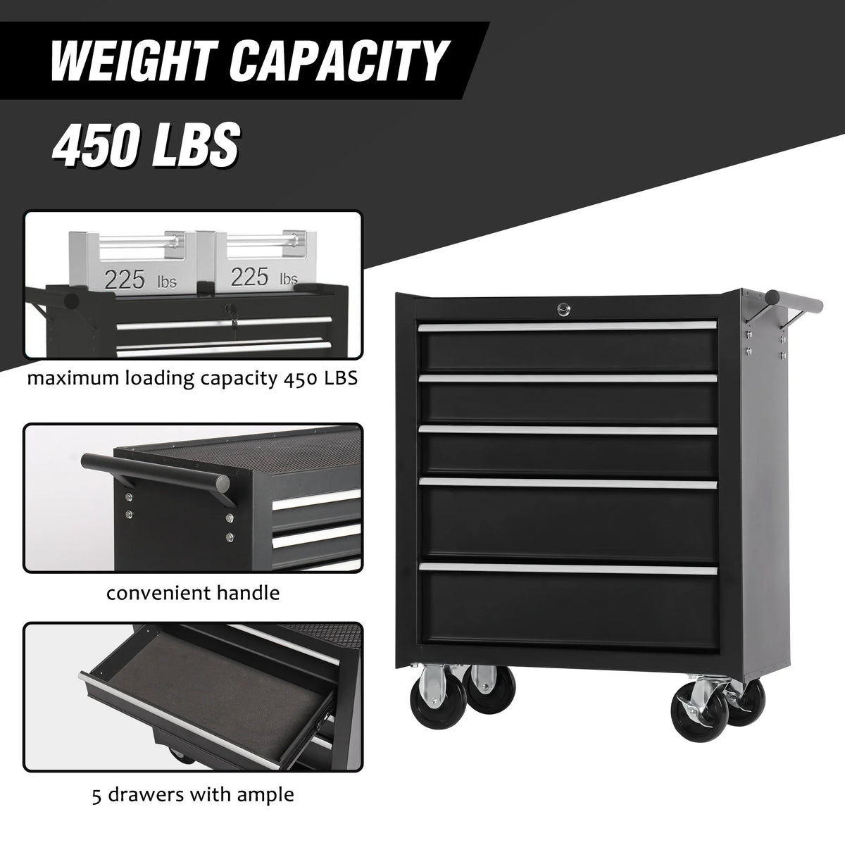 5 - Drawer Rolling Tool Chest Tool Storage Cabinet with Wheels Tool Organizer Box - Product image 4