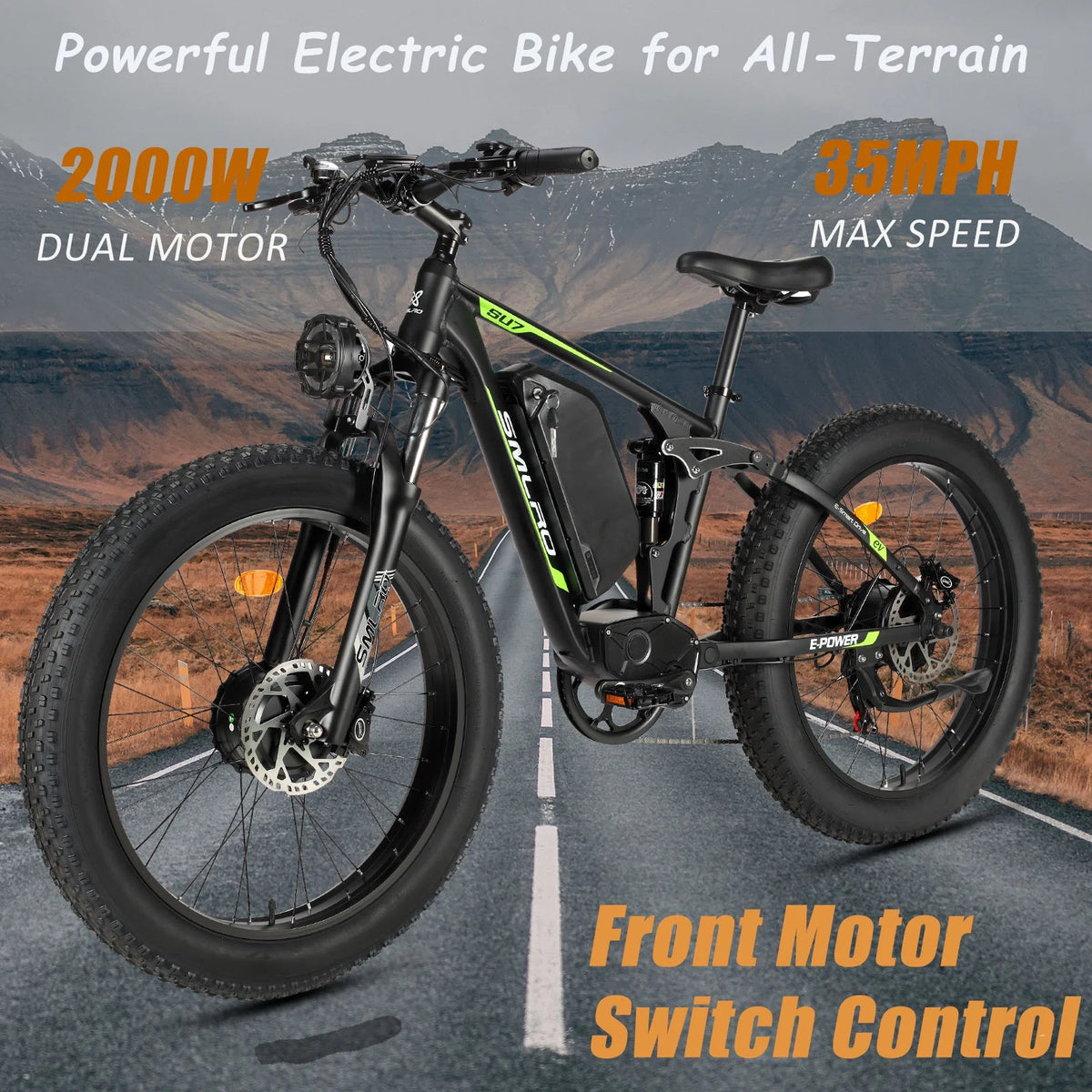 5000w Peak Dual Motor Electric Bike, 26" Fat Tire Shimano 21 Speed 45 MPH Commuter Mtb - Product image 23