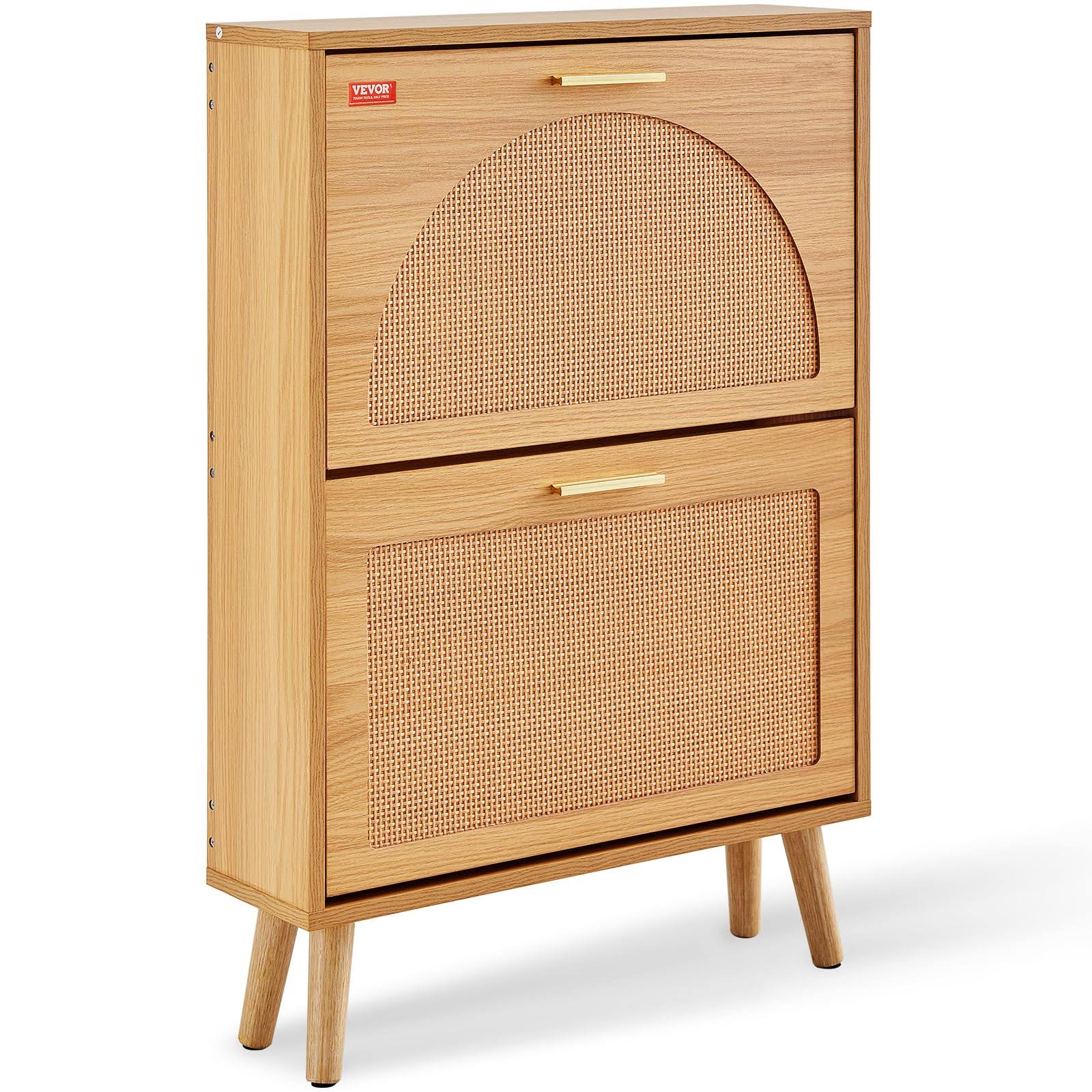 VEVOR Shoe Storage Cabinet for Entryway, 23.6" D x 6.6" W x 34.5" H, Wood Color - Product image 1