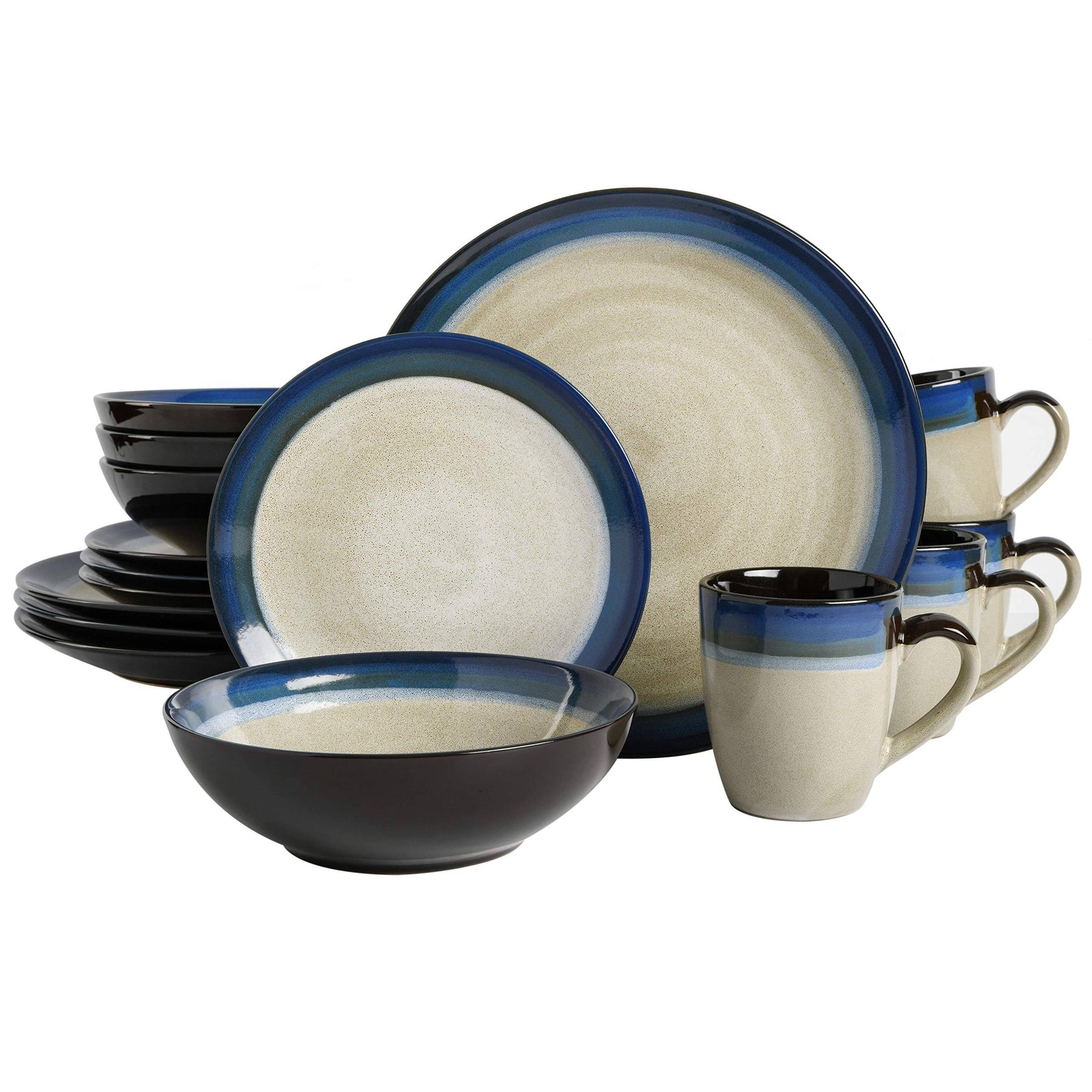 Gibson Elite Couture Bands 16-Piece Dinnerware Set Blue - Product image 1