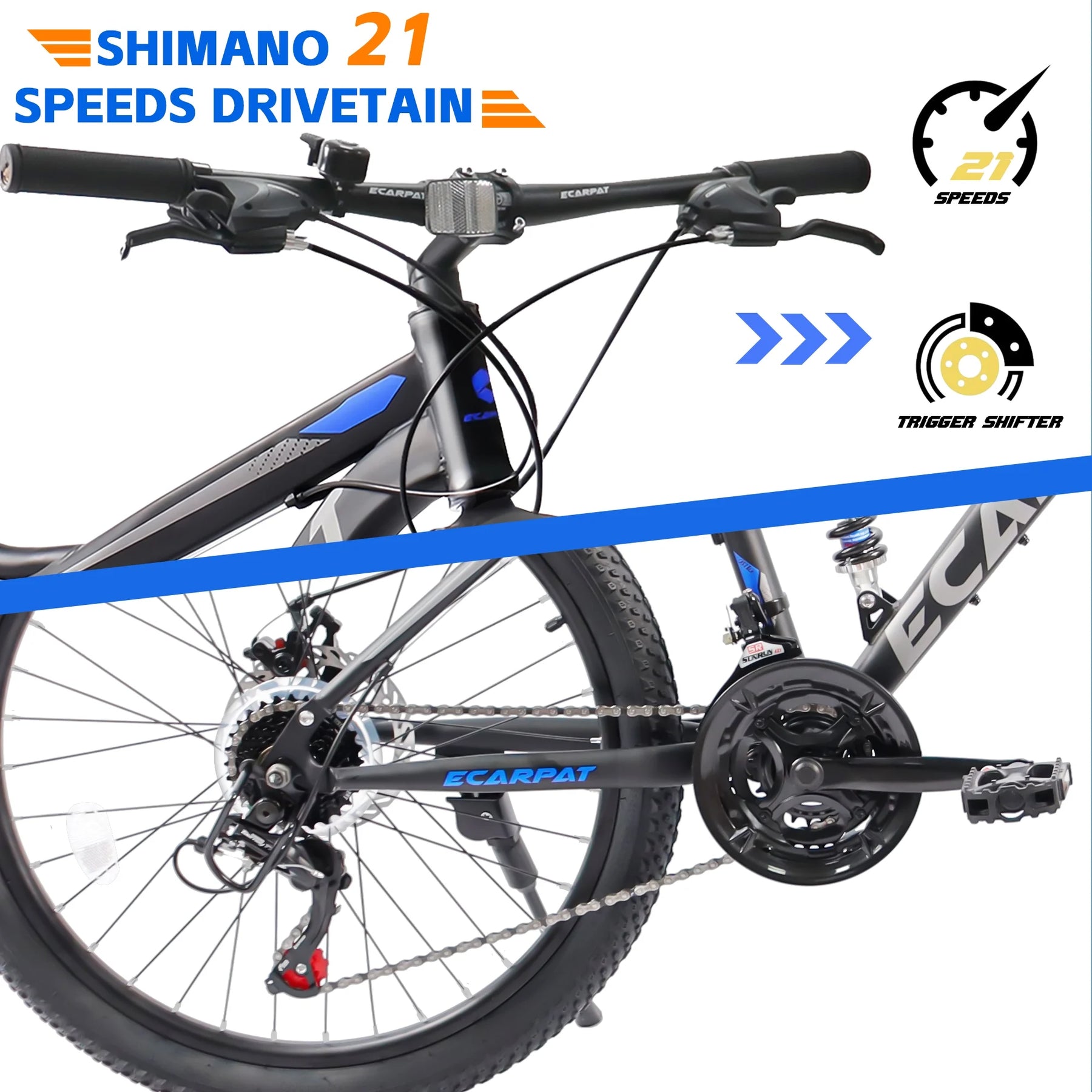Ecarpat 26 in Mountain Bike, 21 - Speed Bike with Dual Suspension, High - Product image 6