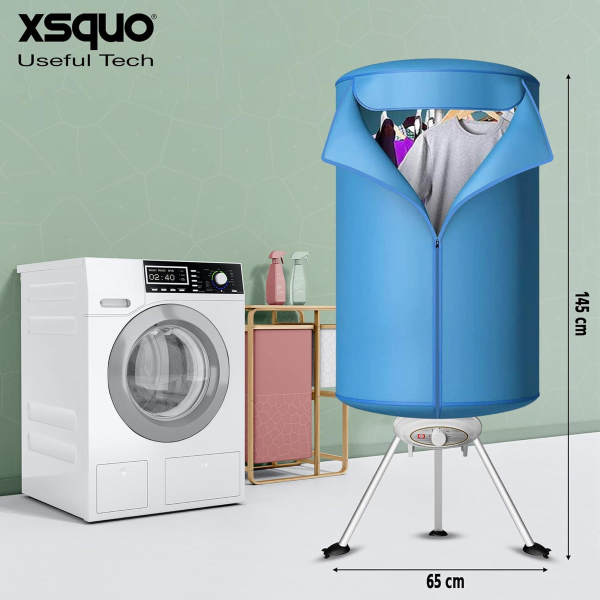 Xsquo Useful Tech Secamatic Turbo Plus - 1000W Friction-Free Hot Air Portable Clothes Dryer