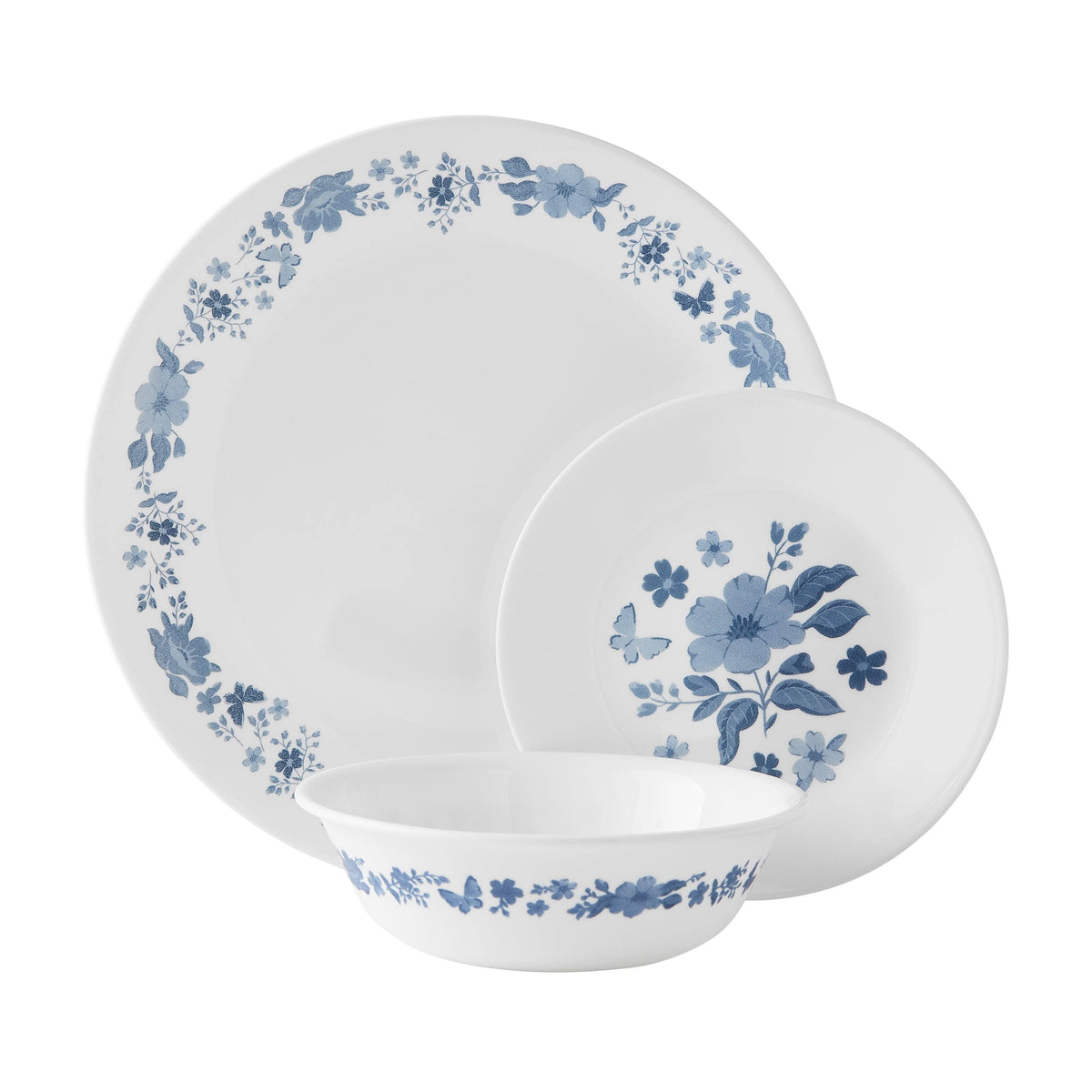 The Pioneer Woman by Corelle 12-Piece Dinnerware Set, Evie, Blue - Product image 1