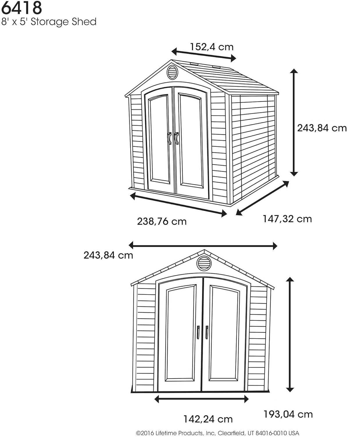 Tan Garden Shed 132.7 x 204.4 x 227.9 cm