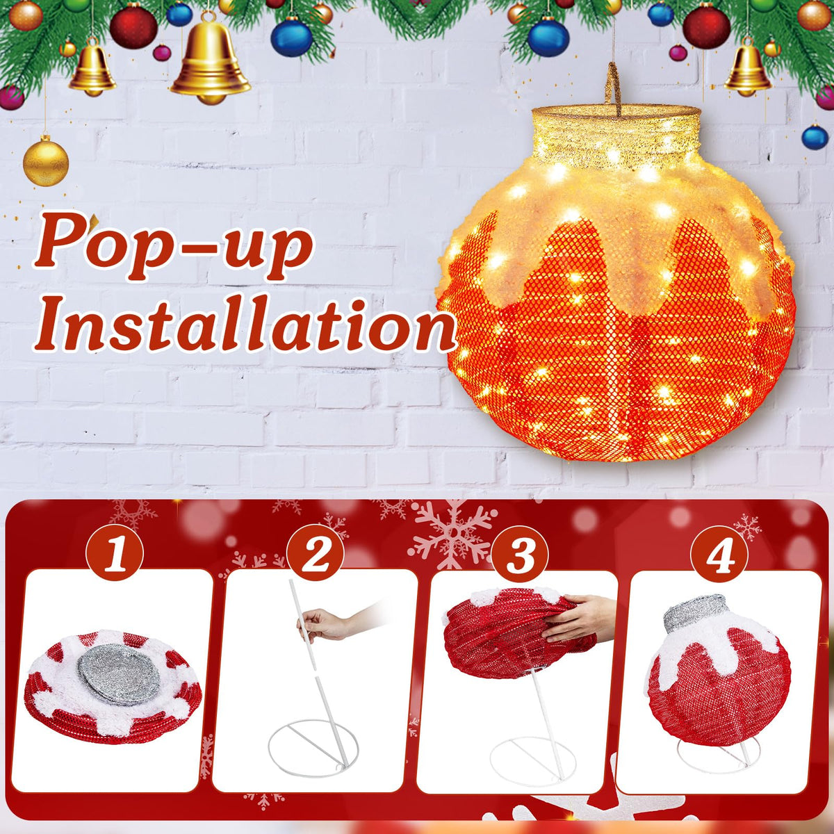 Tangkula Christmas Lighted Lantern with 80 LED Lights & Support Base - Product image 7